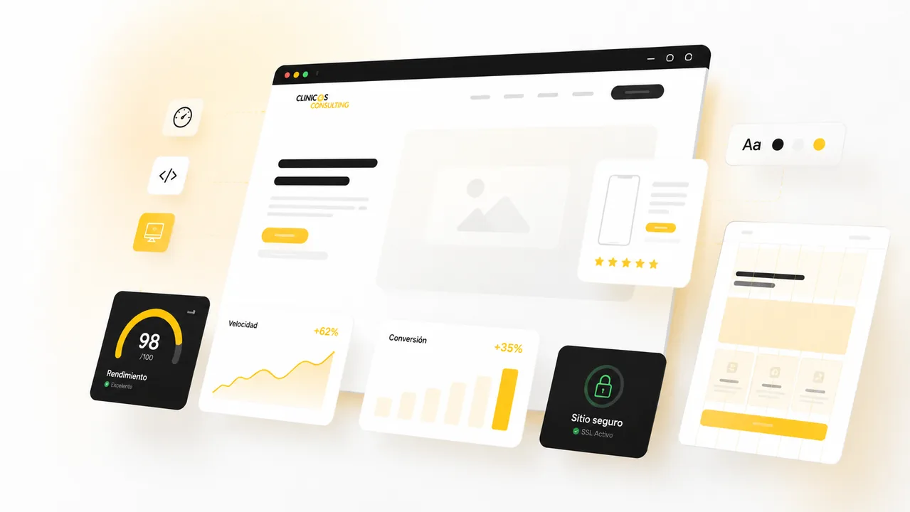 Desarrollo web para clínicas con UX UI, velocidad, seguridad, conversión y diseño responsive